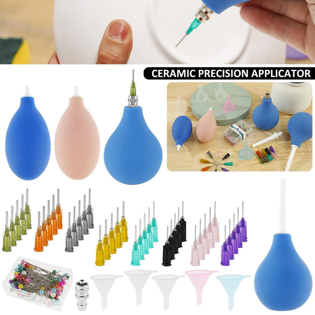 Pottery Precision Applicator Set Lightweight Ceramic Tip Applicator Glaze Silicone Squeeze Bottle for Pottery Bottle