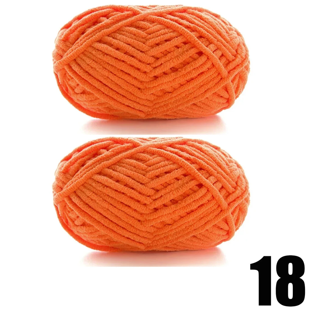 Thick Velvet Yarn 2pcs 50g Soft Chenille Knitting Yarn for DIY Scarves and Hats