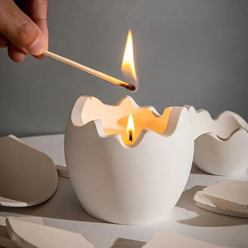 1pc Egg Shape Candle Jar Mold Storage Box Silicone Mold With Lid Egg Candle Cup Gypsum Dripping Mold