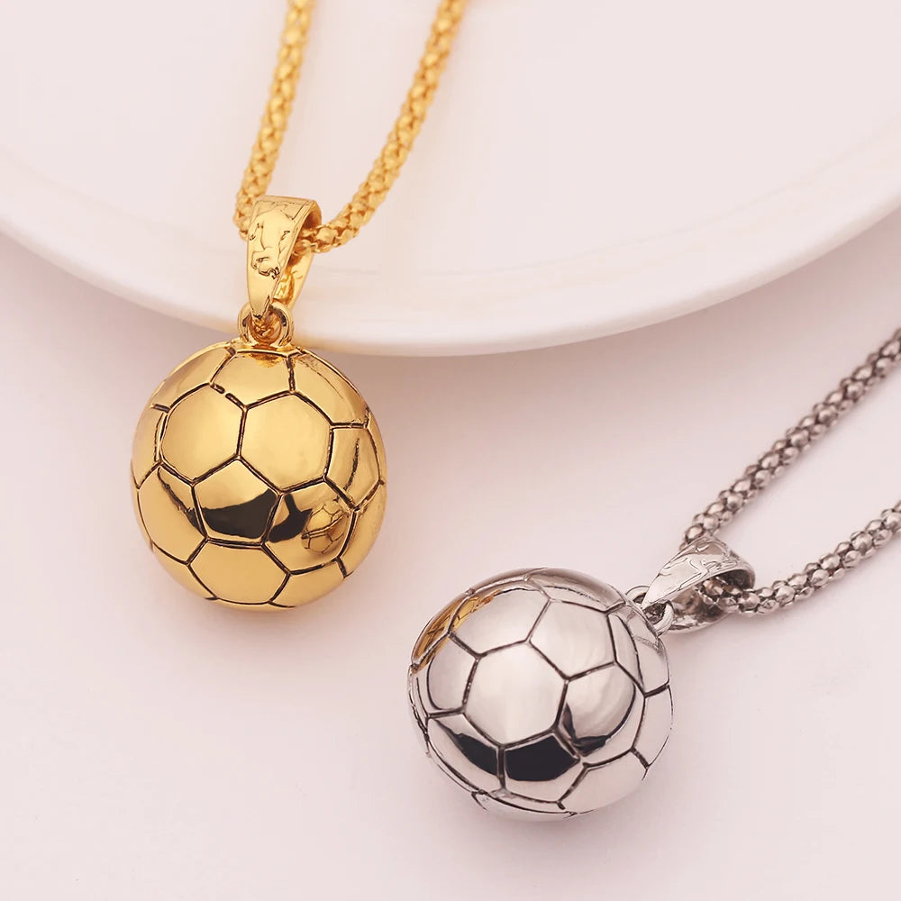 Fashion Charm Football Soccer Basketball Pendant Necklace Men Hip Hop Link Chain Necklaces Punk Sporty Style Jewelry