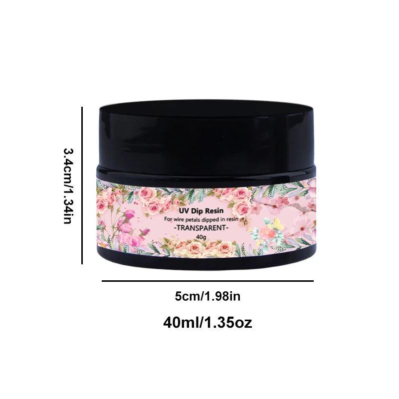 40/100ml UV DIP Resin Glue For Wire Flowers Transparent Liquid High Gloss Ultraviolet Curing Crystal UV Glue Jewelry Making