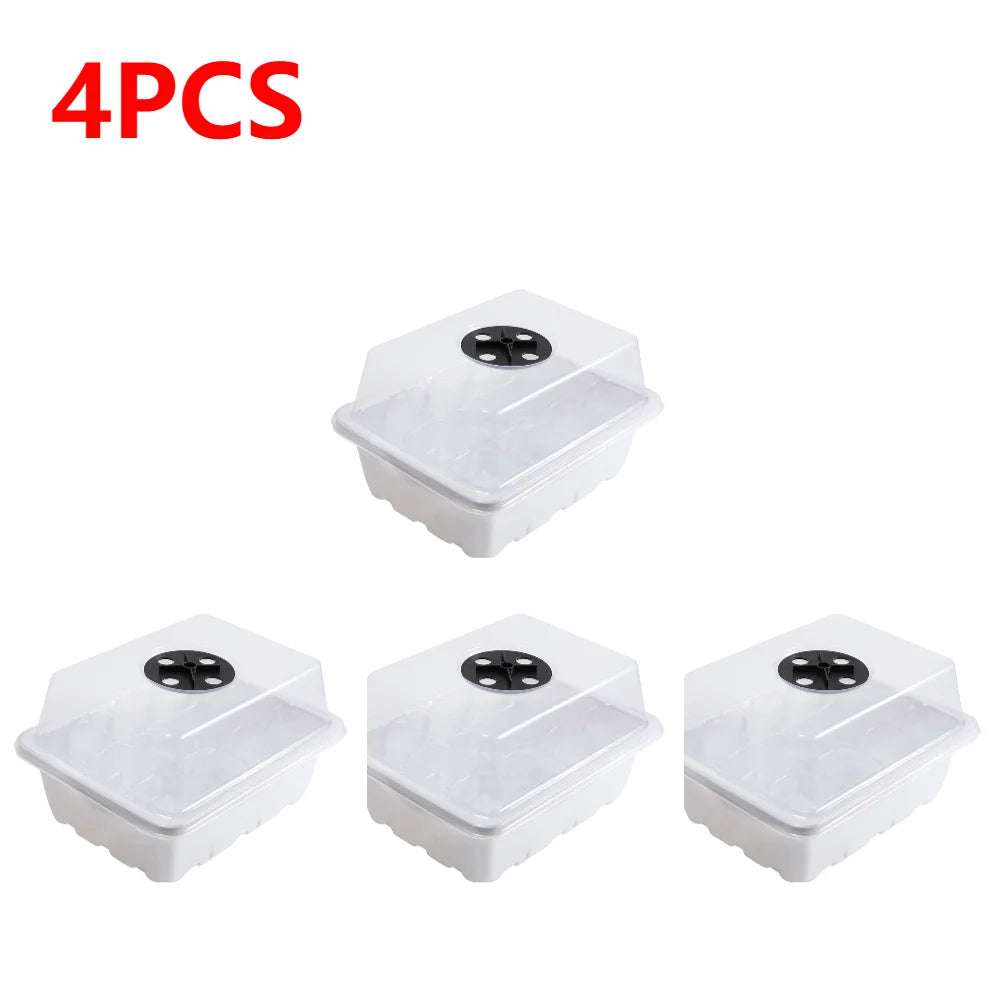 1-5Pcs Stackable Greenhouse Germination Tray with Humidity Dome 12 Holes Plant Grow Nursery Seedling Trays Garden Tools