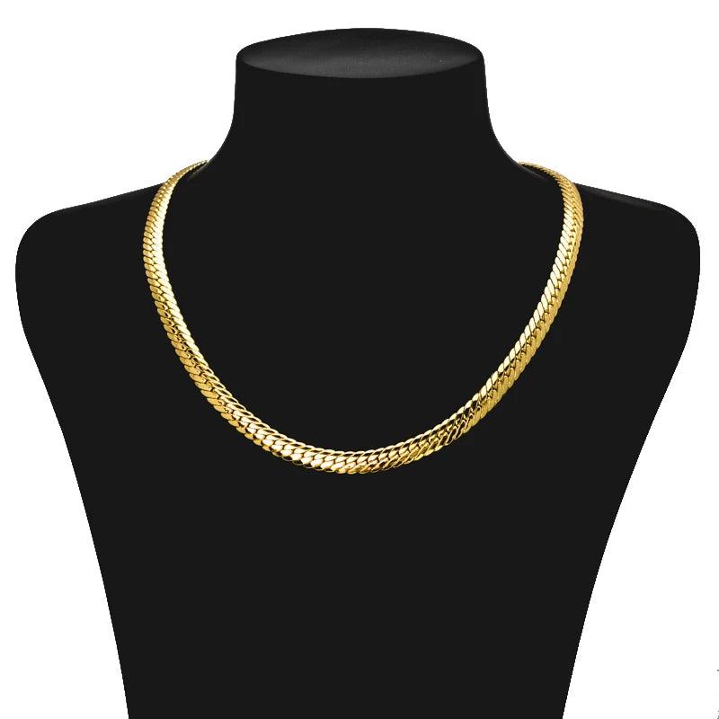 Sunny Jewelry Fashion New Copper Necklace Snake Chains Gold Plated High Quality For Women Man Italy 750 For Daily Wear Gift