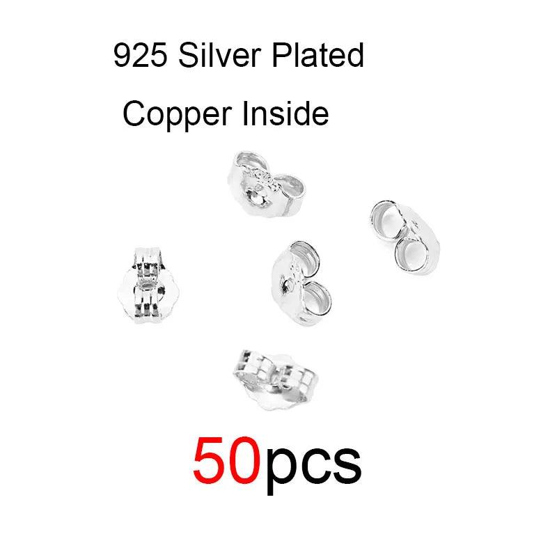 50pcs 925 Sterling Silver Plated Earrings Hooks Hypoallergenic Anti Allergy Earring Clasps Lot For Diy Jewelry Making Supplies