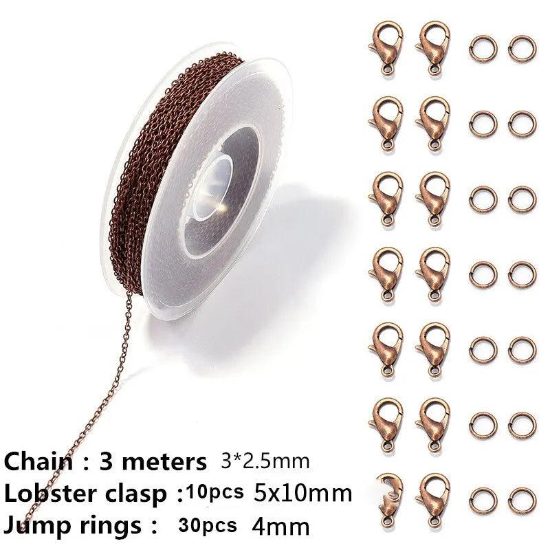 Chains Jewelry Making Supplies 3m Cable Link Chains for Making Jewelry Necklace Earring Bracelet Findings DIY Craft Kit