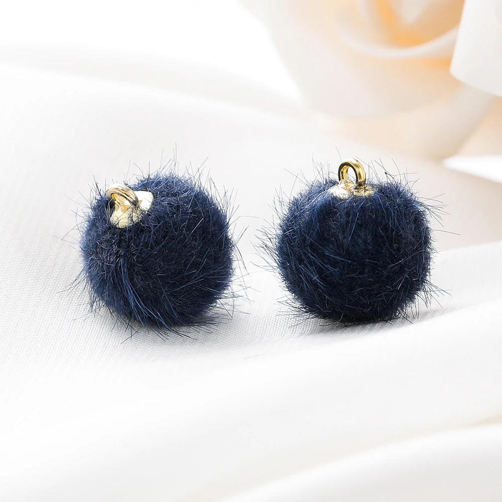 10pcs Plush Fur Covered Ball Beads Charms Pompom Beads Pendant for DIY Necklace Earring Bracelet Pendant Jewelry Making Supplies