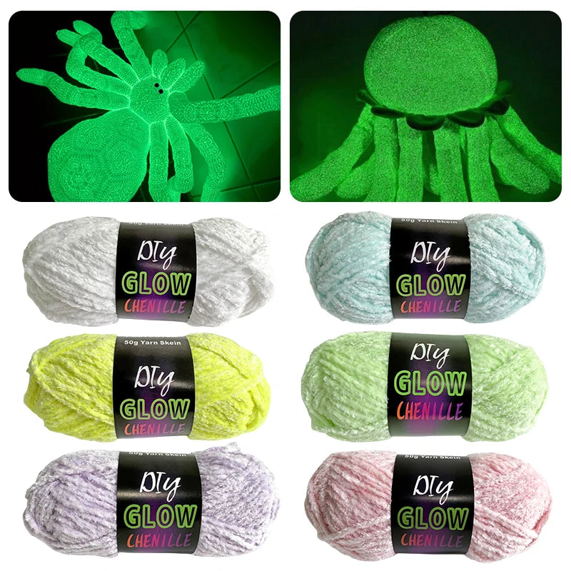 New Luminous Knitting Thread Glow In The Dark Polyester Yarn DIY Hand Knitting Carpet Sweater Hat Functional Yarn