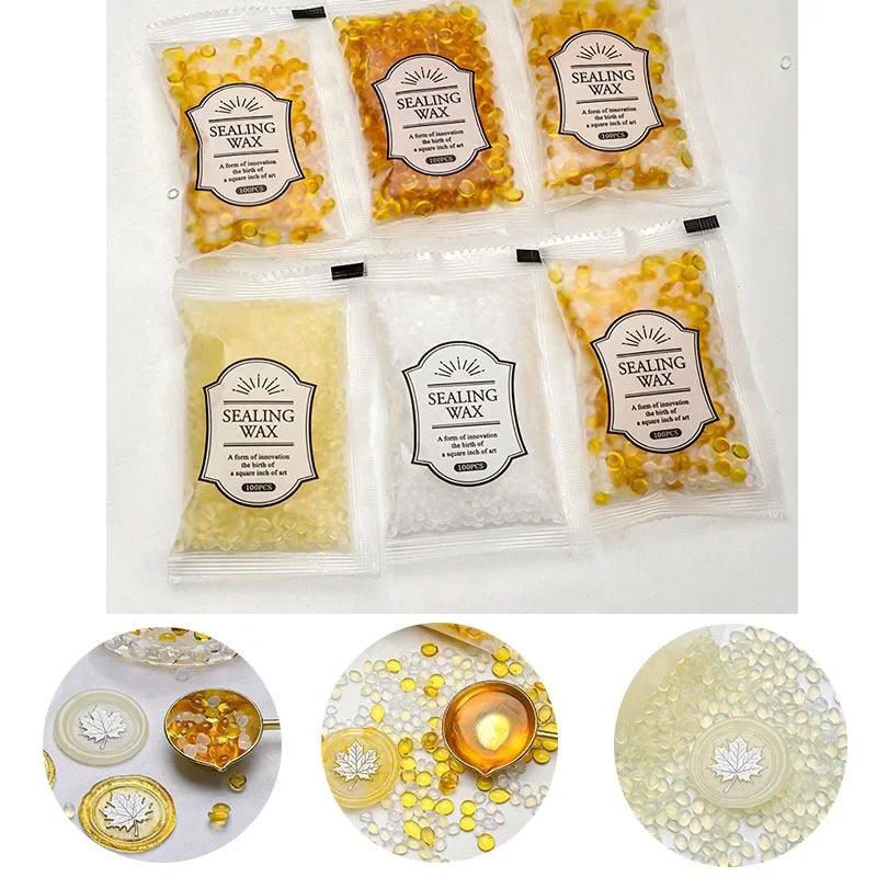 30g Sachet Clear Fire Varnish Wax Pellets Handbook Stamp Head Shark Tears Gel Sealing Wax Craft Supplies - Winord