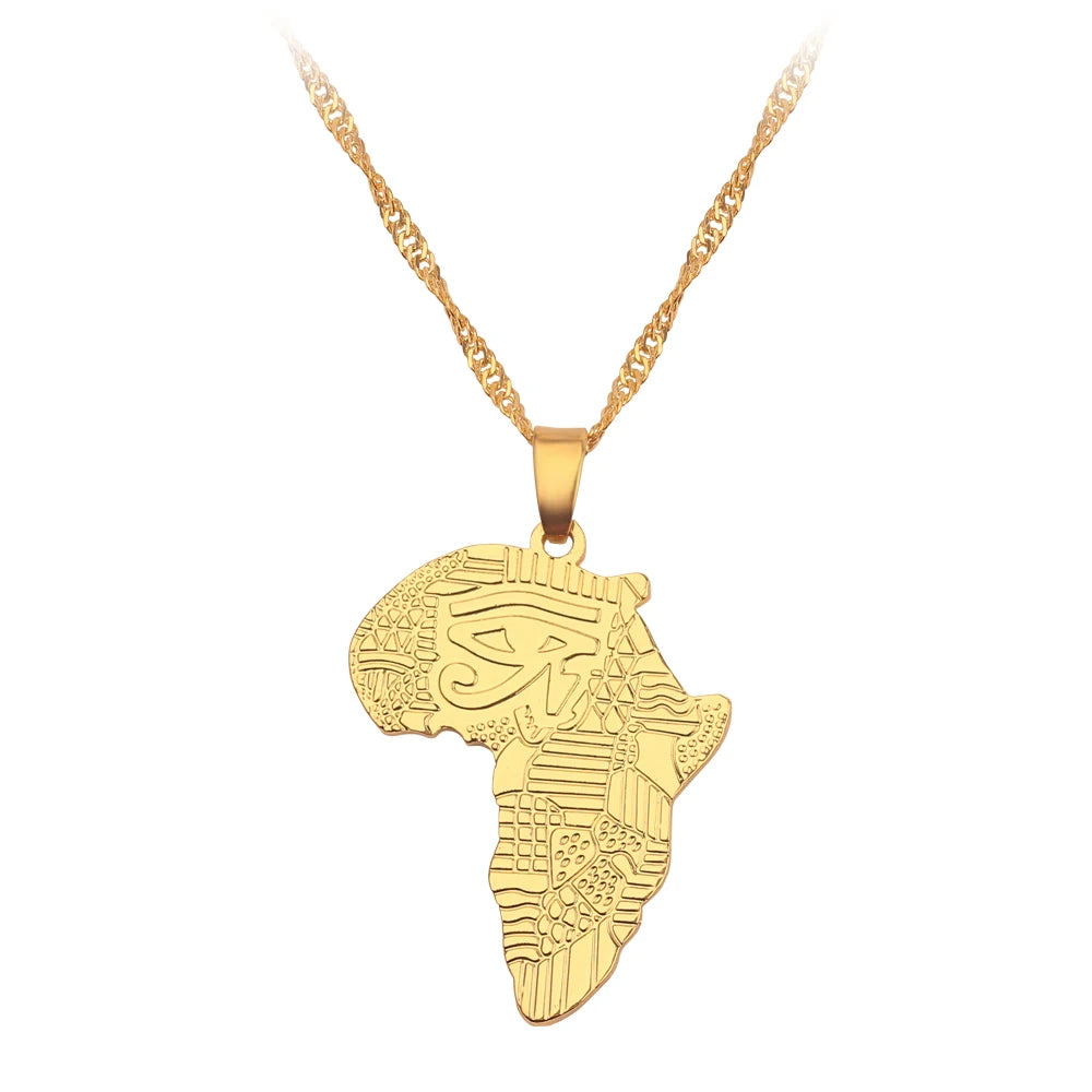 Fashion Selling African Map Pendant Necklaces Men Women Metal Gold Color Africa Map Jewelry Gift