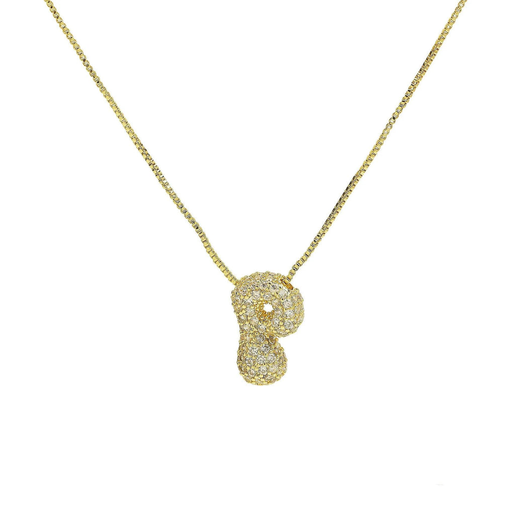 Gold Plated Balloon 26 Alphabet Letter Pendant Necklace Copper Zircon Bubble Initial Pendant For Women Personality Chain Jewelry
