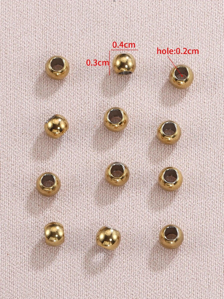 100pcs Stainless Steel Round Spacer Beads Loose Bead For DIY Bracelets Necklace Beads Jewelry Making Charms