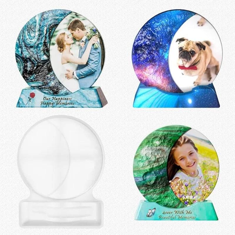 DIY Crystal Epoxy Resin Mold Moon Picture Frame With Base Silicone Mold