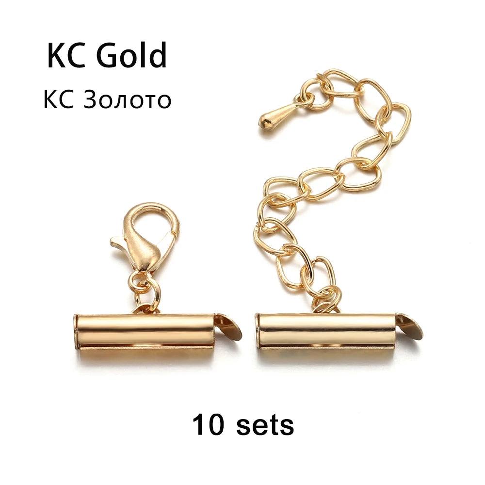 10Sets/Lot 10-40mm Lobster Clasps Hooks Extending Chain Bracelet End Connectors Slider Clasp For DIY Jewelry Making Finding
