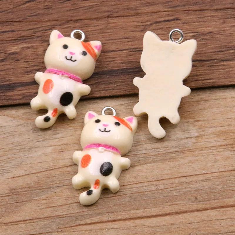 10Pcs 15*29MM 8 Color Kawaii Cat Charms Pendants For Jewelry Making Animal Resin Jewlery Findings DIY Craft