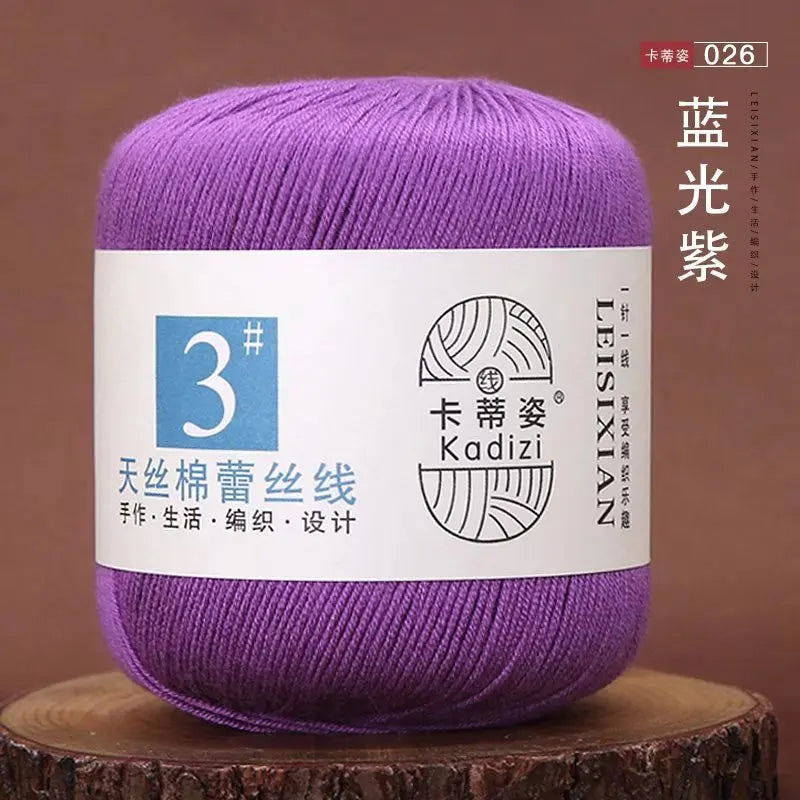 100 Percent Mercerized Cotton Lace Yarn for Hand Knitting and Crochet Arts Crafts