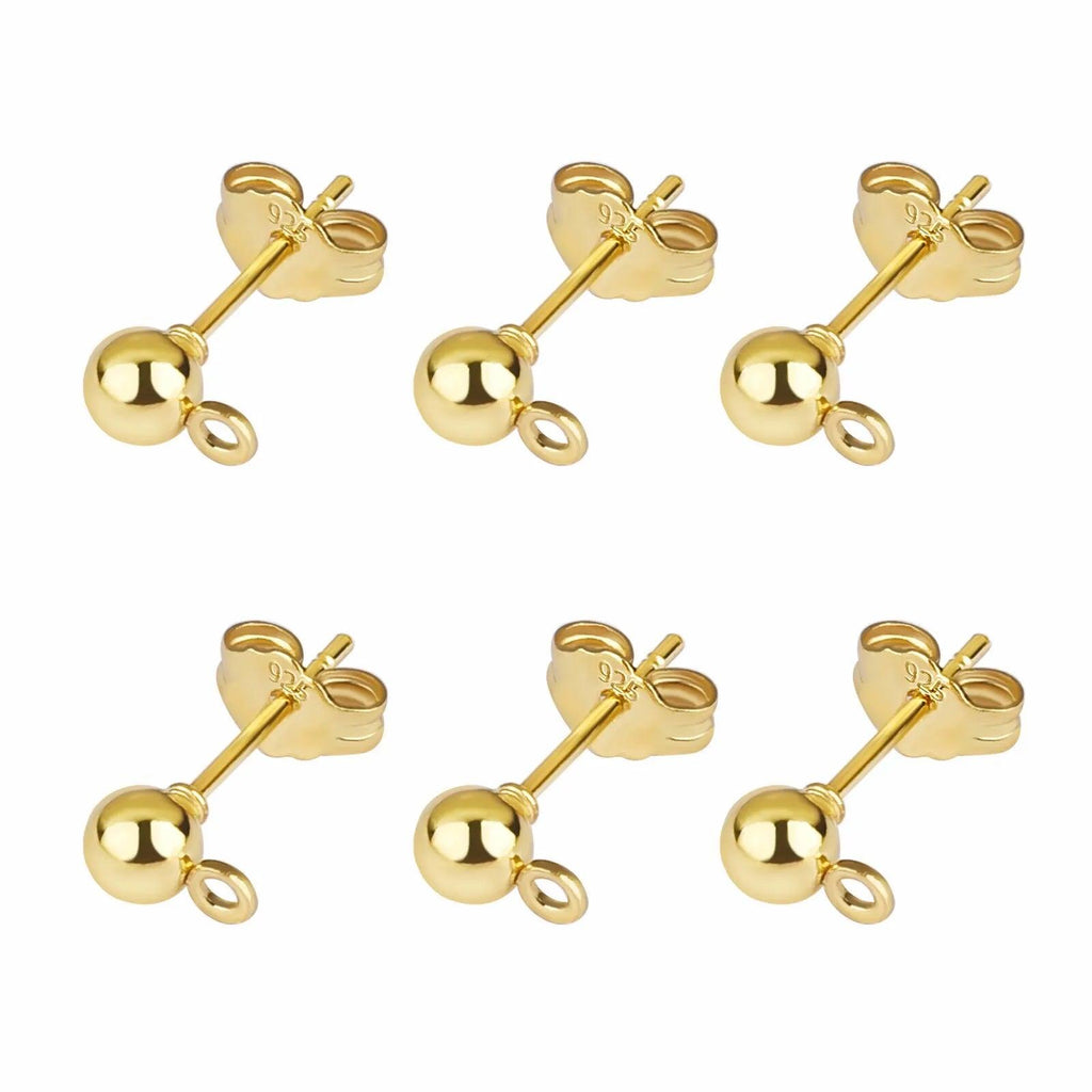 50pcs/lot Gold Silver Earring Studs Base Pins 925 Silver Plated Earring Plug Ear Back DIY Jewelry Making Findings Accessories