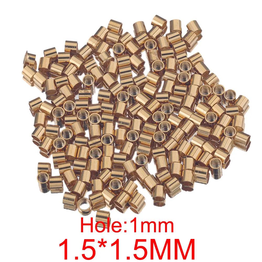 100-200pcs Stainless Steel Tube Crimp Beads Tiny Stopper Spacer Bead Cord End Caps for DIY Jewelry Craft Making Supplies