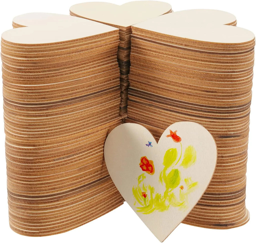 10-100mm Unfinished Wooden Hearts Love Blank Wood Slices DIY Crafts For Birthday Party Christmas Painting Wedding Decoration