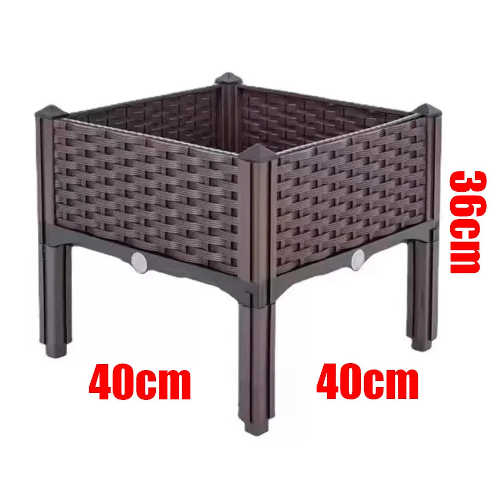 Weaving Elevated Garden Bed Kit - Durable Plastic Elevated Flower Pot, Multi Component Outdoor Flower and Vegetable Rack