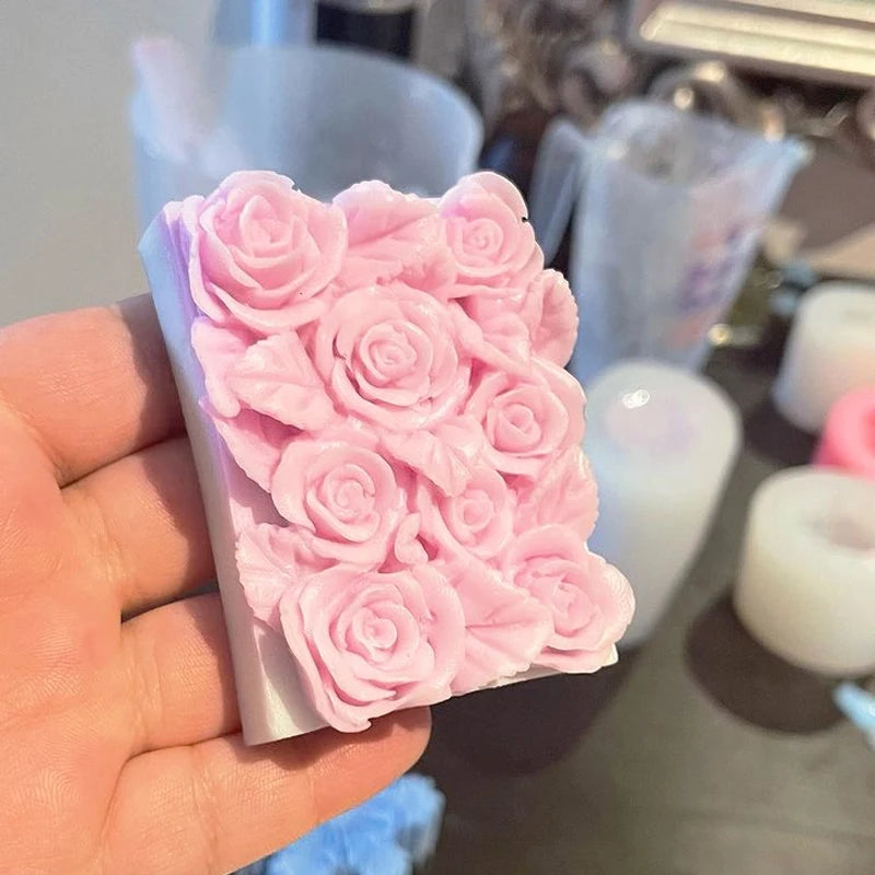 3D Rose Soap Silicone Mold DIY Flowers Aromatherapy Soap Making Chocolate Dessert Candle Baking Molds Handmade Gift Ornament