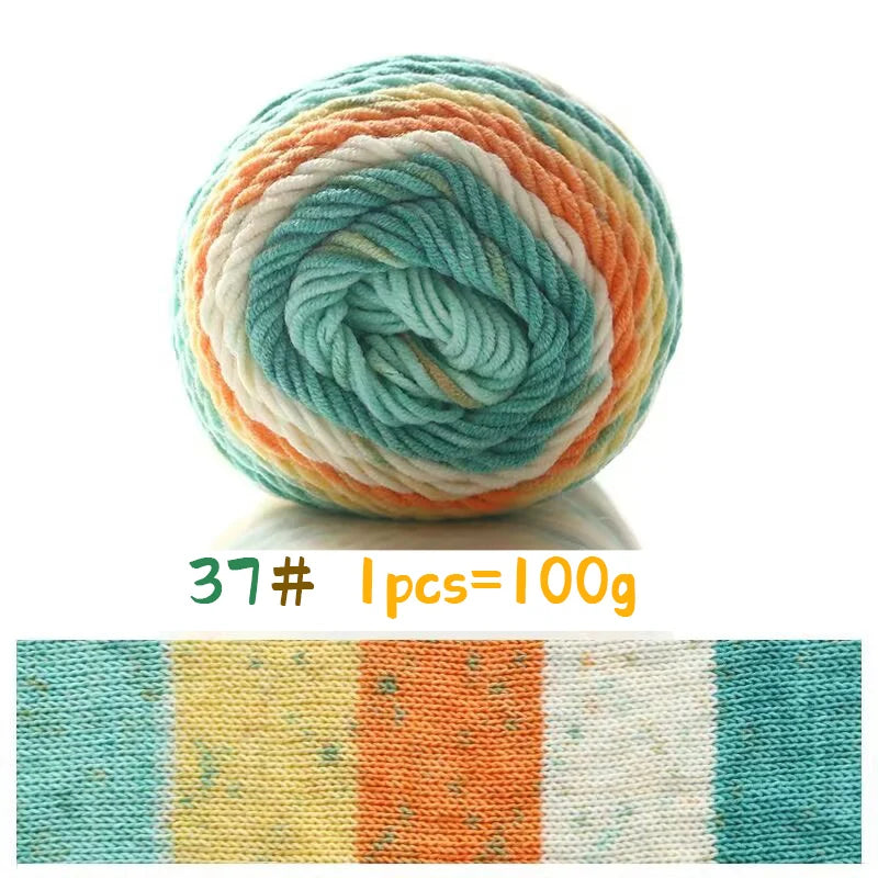 Rainbow Colorful Cotton Yarn Ball For Handwoven Projects