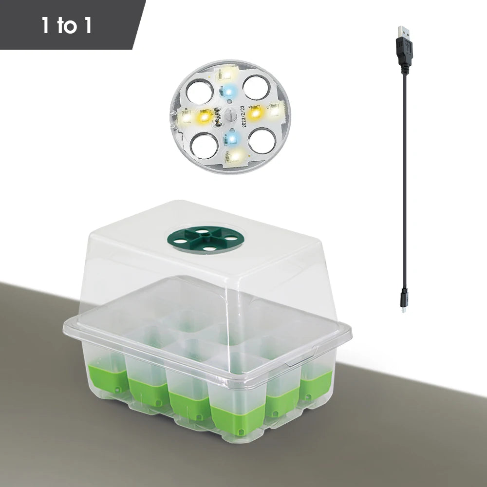 New 3-Spectrum LED Growing Lamp Seed Starter Trays Greenhouse Growing Light Nursery Pots for Indoor Plant Germinating Growth Box