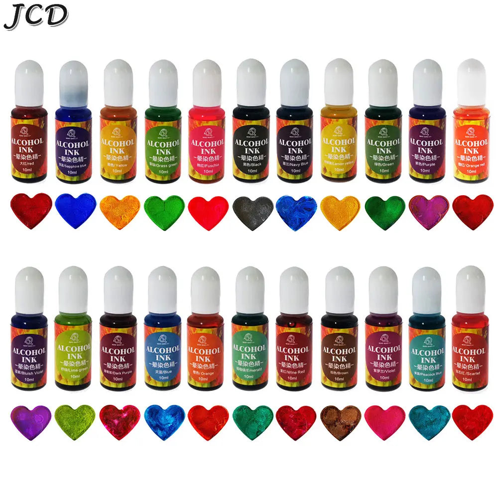 JCD 1Set Resin Pigment Kit Art Ink Alcohol Liquid Colorant Dye Ink Diffusion DIY Epoxy Resin Mold Coloring Set Jewelry Making