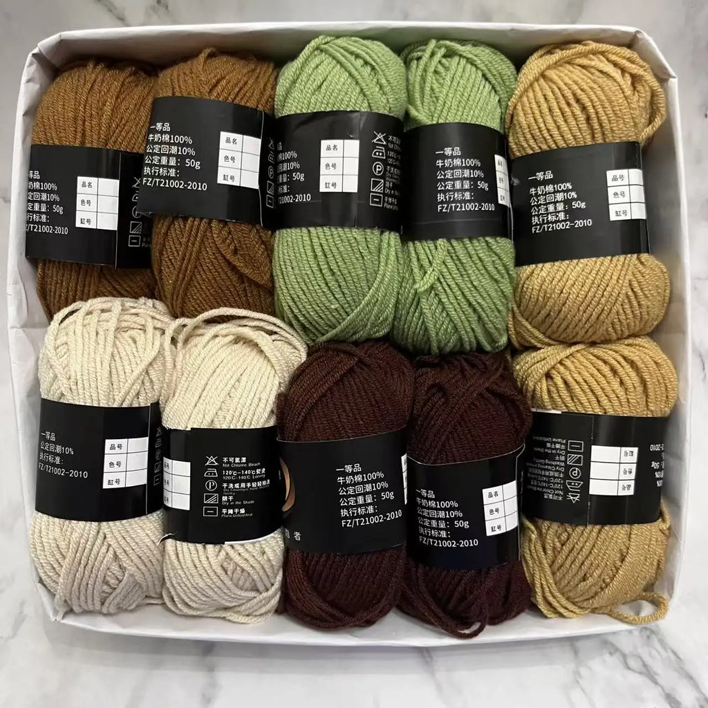 10 Balls Milk Cotton Yarn 500g Knitting and Crochet Wool Cotton Yarn DIY Craft Pack