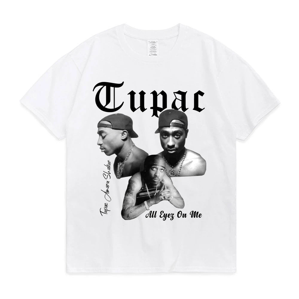 Rapper Tupac 2Pac Men's Cotton T-Shirt High Quality Oversized Hip Hop Streetwear