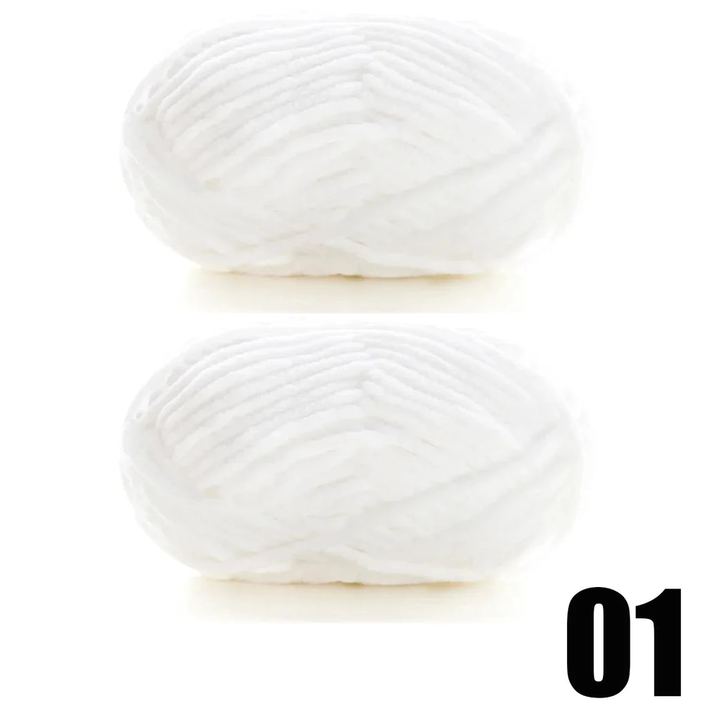 Thick Velvet Yarn 2pcs 50g Soft Chenille Knitting Yarn for DIY Scarves and Hats