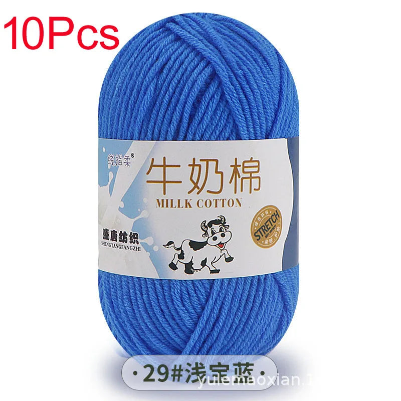 10 Piece Milk Cotton Yarn Knitting Wool for Hand Knitting and Crochet Soft Yarn for Scarves Hats and Sweaters