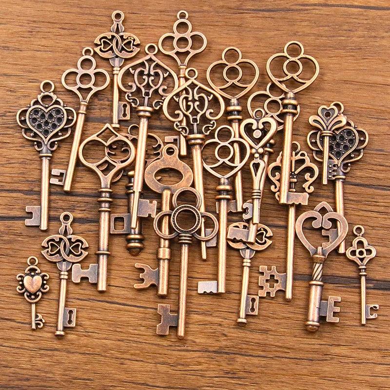 100g 50g 30g Mixed Key Charms 6 Color Bracelets Necklace Craft Metal Pendant For Jewelry Making DIY Supplies Wholesale