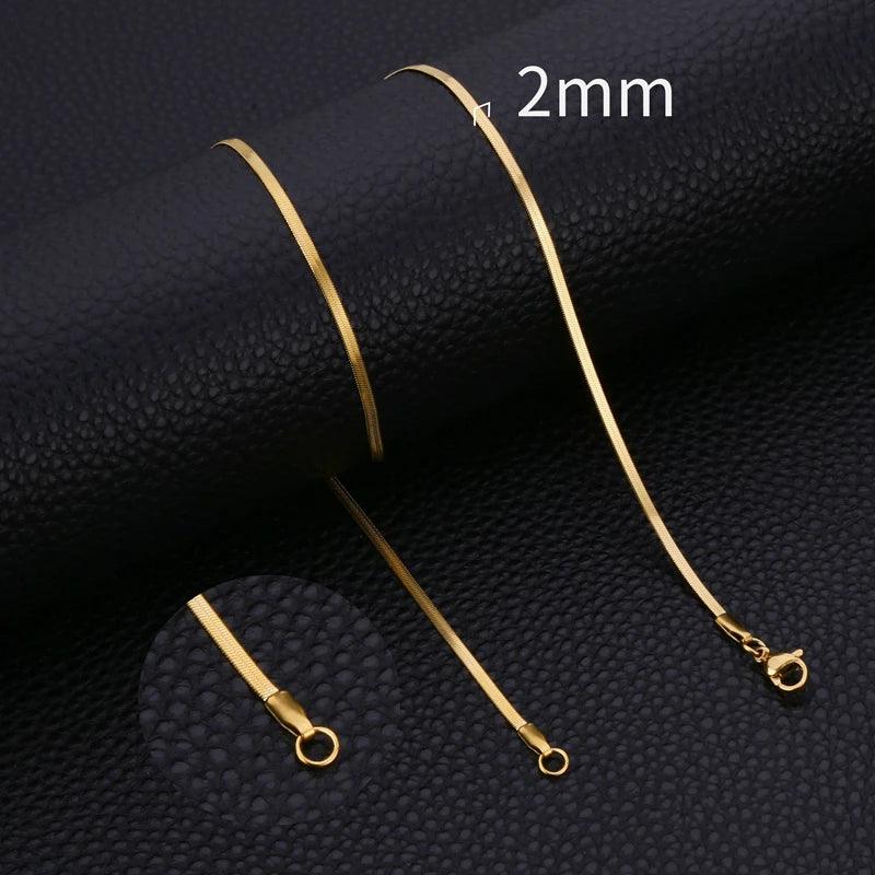 HIYEE Stainless Steel Snake Necklace for Women Jewelry Gift Blade Chain Gold Plated Waterproof Trendy DIY Pendant Accessories