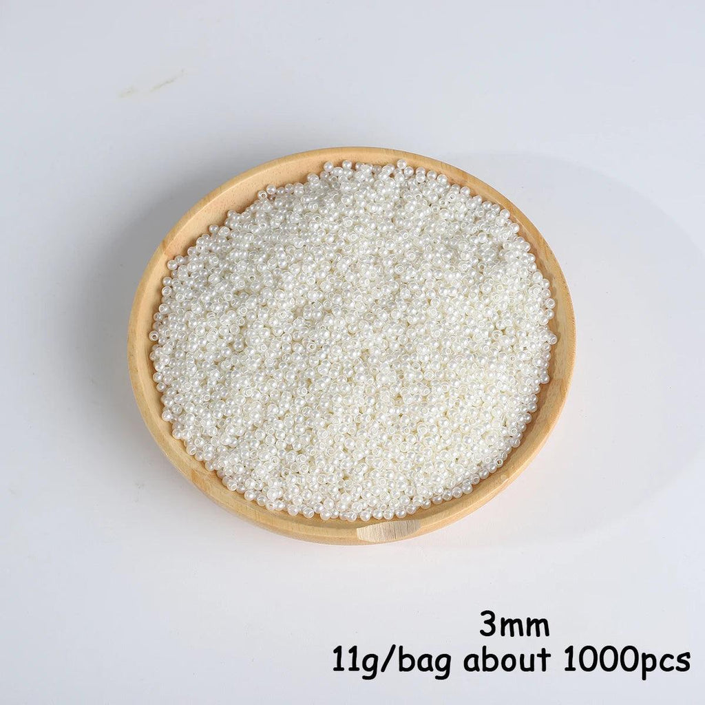 3-20mm 10-1000pcs straight hole ABS imitation pearl beige white bracelet with round beads for DIY craft jewelry making products