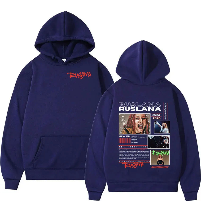 RUSLANA Tour 2025 Album Print Hoodie Men Women Vintage Long Sleeve Fashion Sweatshirt Hip Hop Loose Pullover Hoodies Streetwear