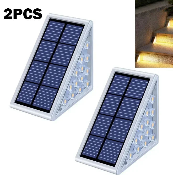 LED Outdoor Solar staircase light Lens Design Super Bright IP65 Waterproof Security Stair Light Decor Lighting For Garden Deck