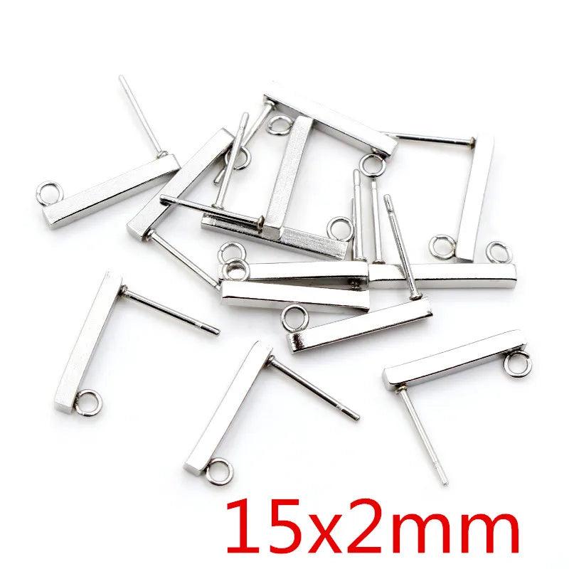 20pcs 316L Stainless Steel Geometric Earring Stud Posts Connector Fashion Styles DIY Jewelry Making Findings Accessories