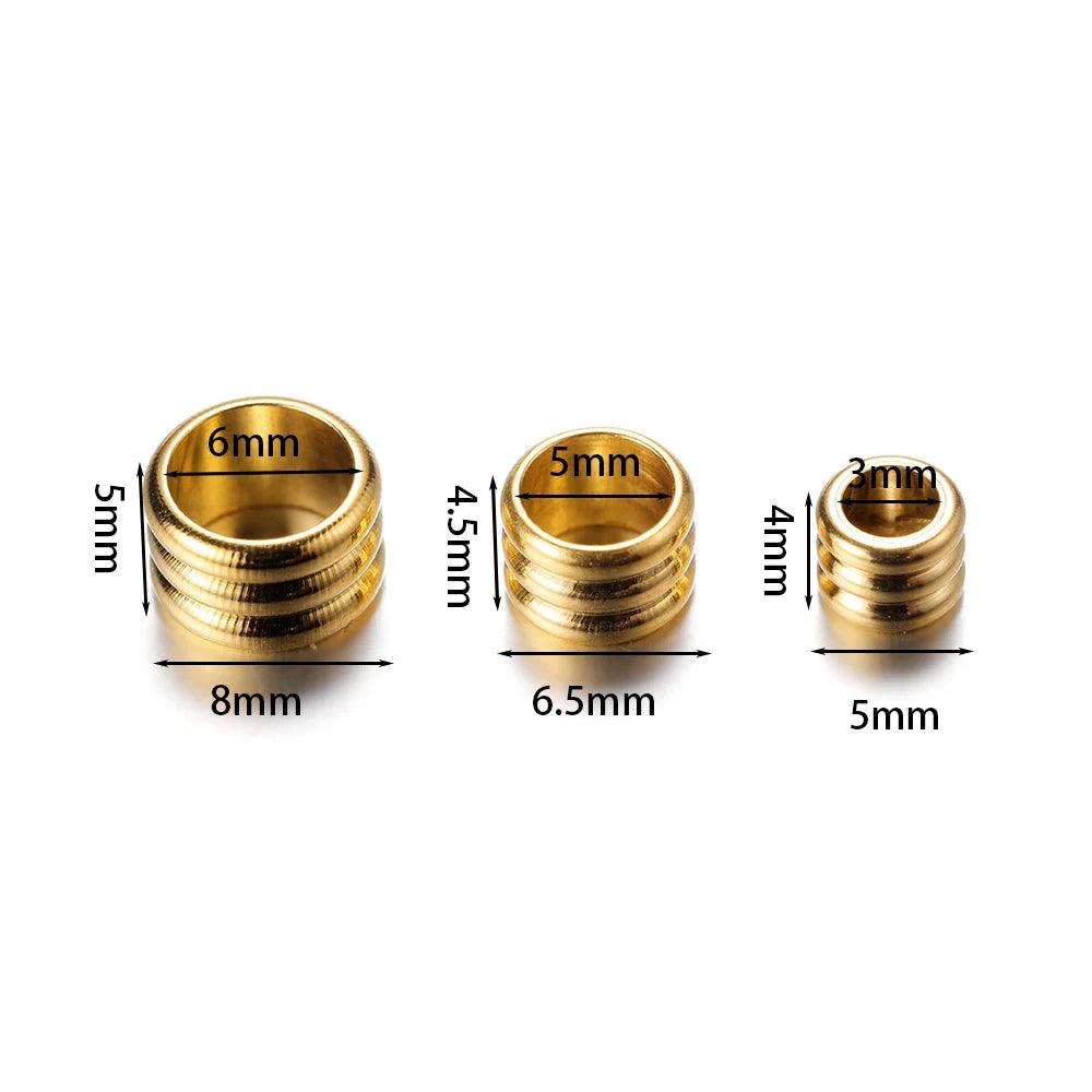 20pcs 3mm 5mm 6mm Stainless Steel Big Hole Spacer Beads DIY Charm Necklace Bracelet Jewelry Making Findings Accessories