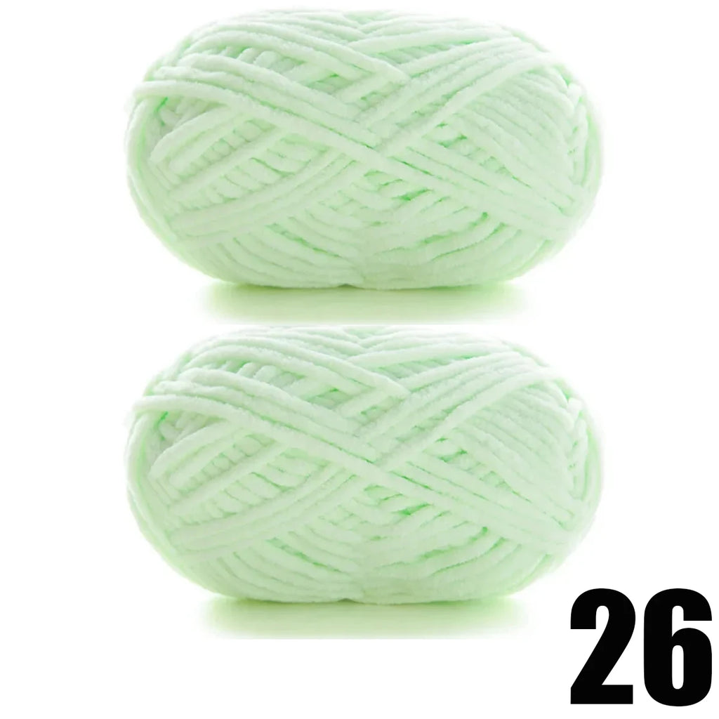 Thick Velvet Yarn 2pcs 50g Soft Chenille Knitting Yarn for DIY Scarves and Hats
