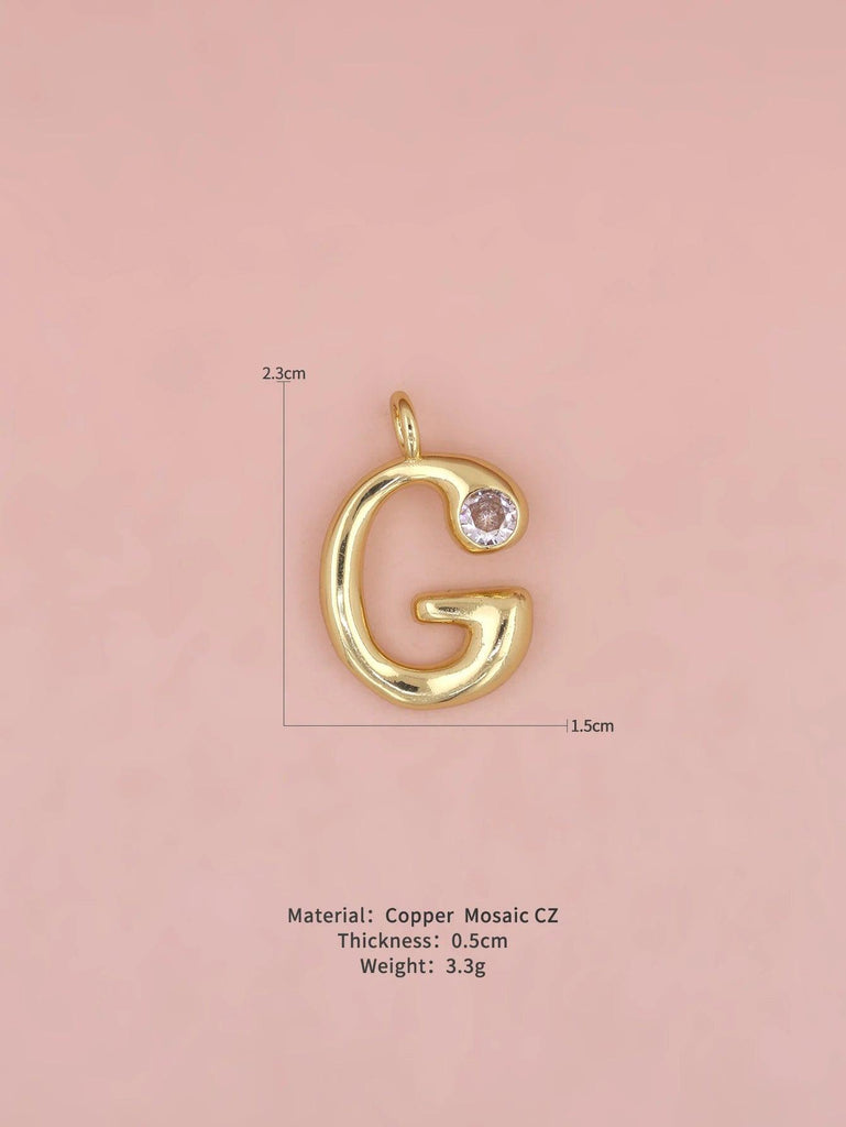 New Simple Versatile Round Zircon Plated Gold Copper 26 English Letters A-Z Pendant Men Women Necklaces Jewelry Making