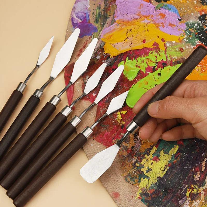 7Pcs/Set Stainless Steel Oil Painting Knives Artist Crafts Spatula Palette Knife Oil Painting Mixing Knife Ceramic tools