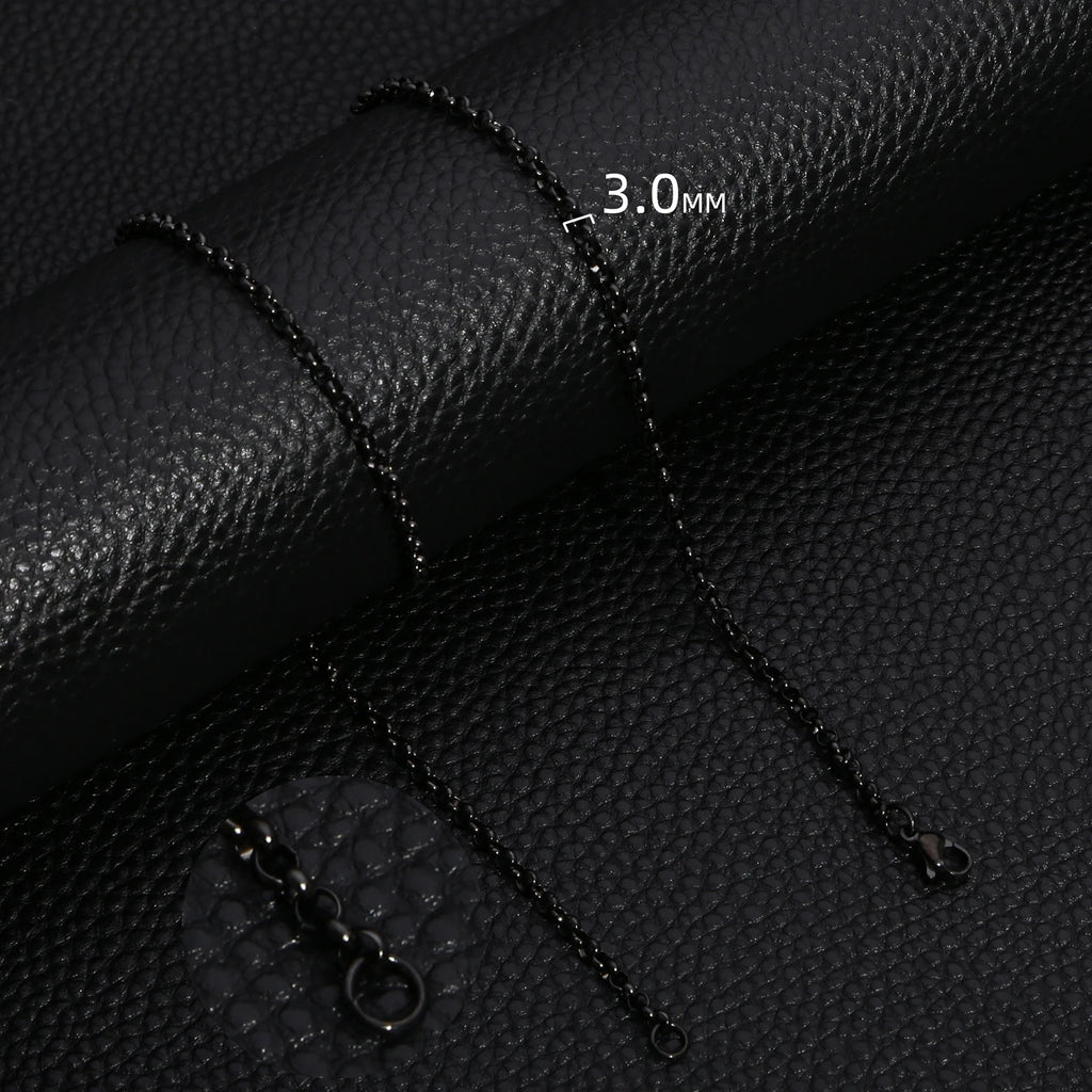 HIYEE Simple Fashion 2-5MM Wide Square BEADS NK Round Chain Necklaces for Men Women Stainless Steel Jewelry 45-70CM Length