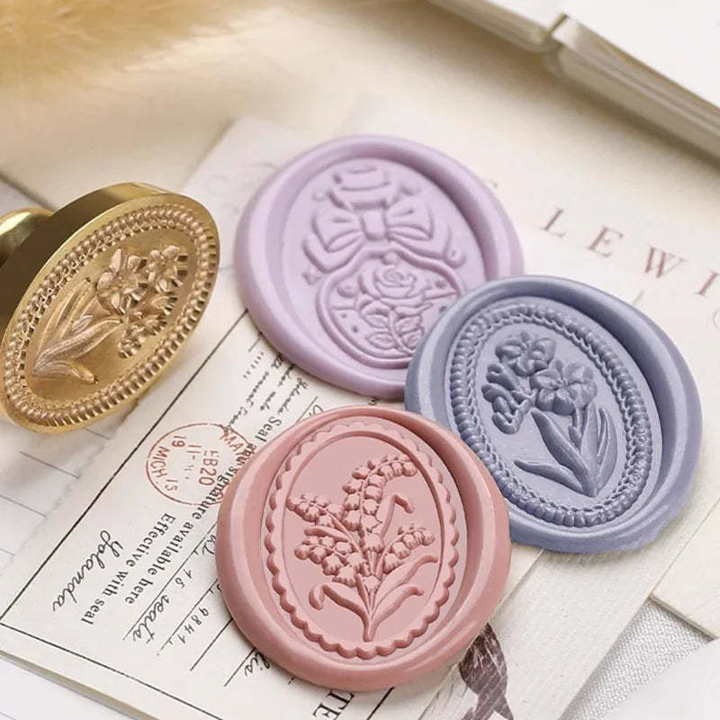 Rose Seal Wax Stamps Head Brass Carved Seal Head Flower Sealing Wax Stamp Scrapbooking DIY Envelope Invitation Gifts Decoration