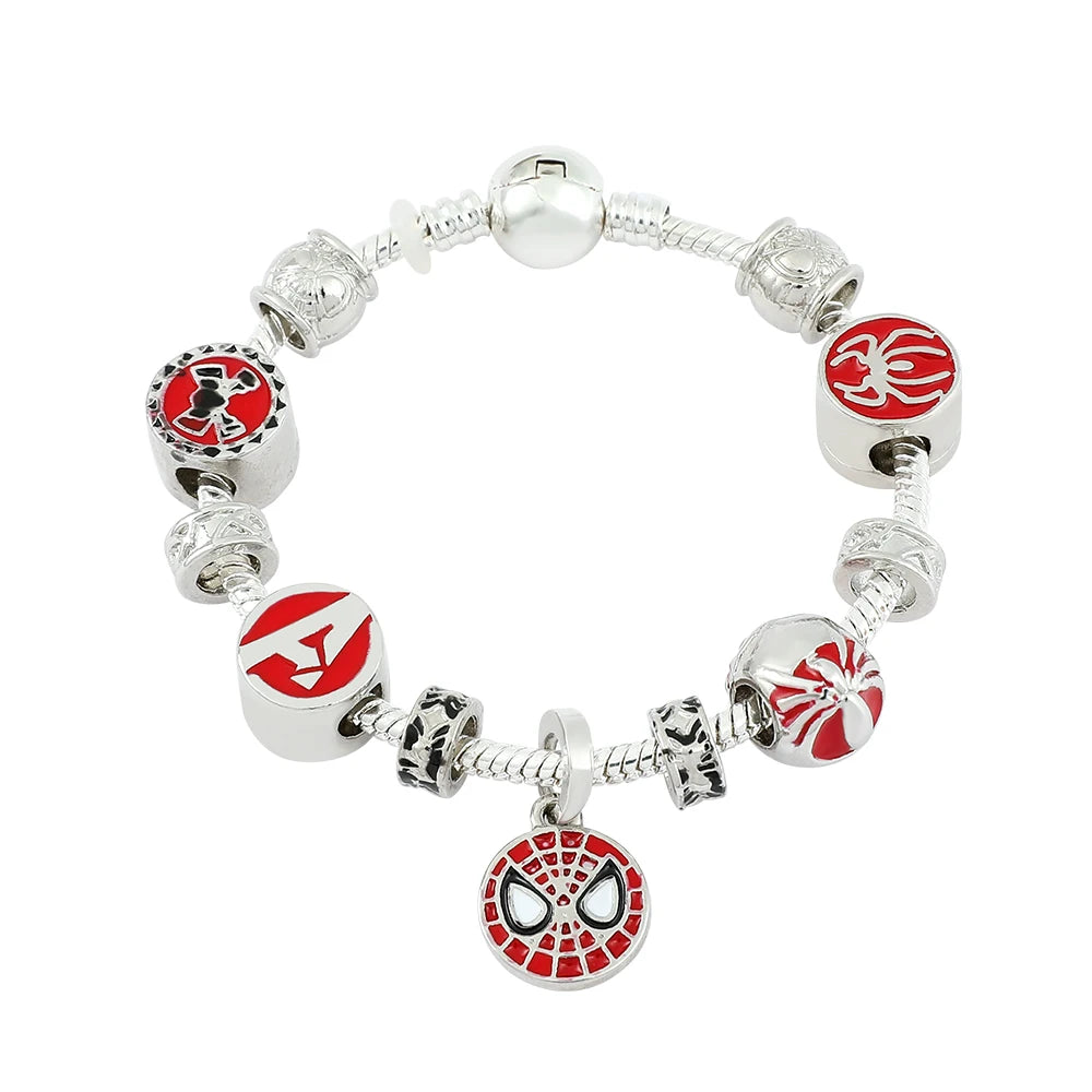 Spider Man Bangles Women DIY The Avengers Marvel Bracelet Men Peter Parker Charms For Bijoux Making Accessories