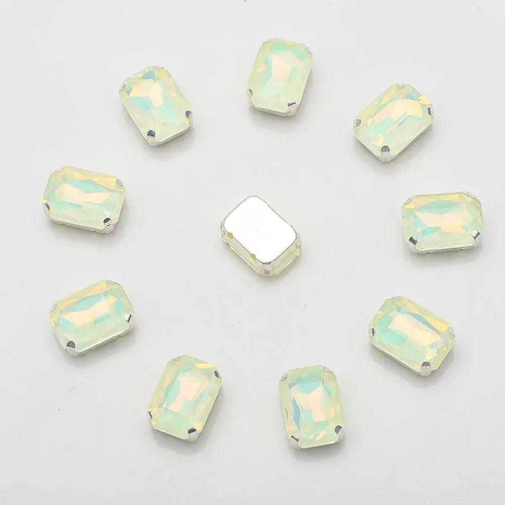 10x14mm 10pcs rectangular glass hand stitched drill gold and silver bottom Mocha color diamond diy jewelry shoes accessories