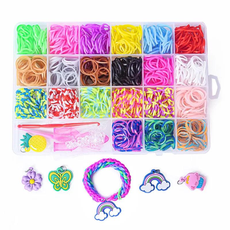 1Set Elastic Rubber Band Refill Loom Bracelet Kit Organizer for DIY Knitting Friendship Craft Girl Kid Creativity Birthday Gift