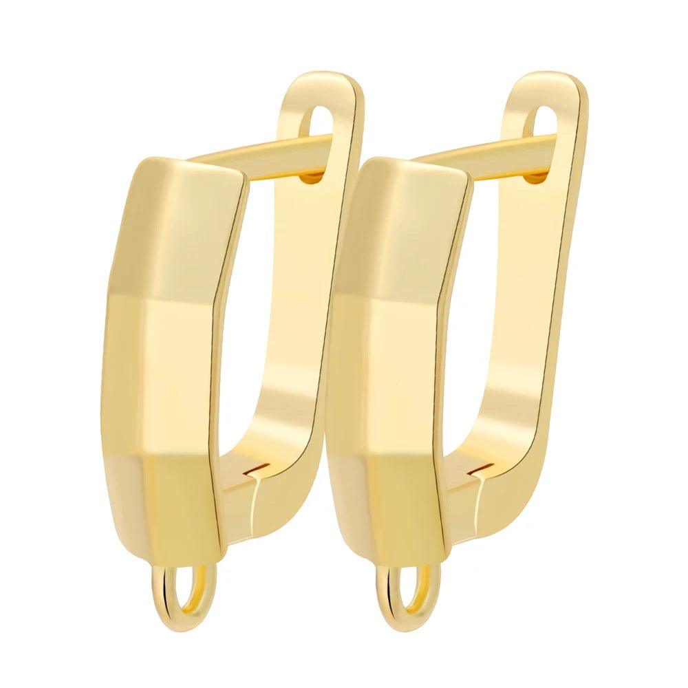 Juya Handmade 18K Real Gold Plated Earwire Fasteners Earring Hooks Accessories For DIY Women's Anti-Allergy Earrings Making