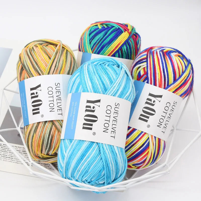 1Pc 100g Hand Knitting Cotton Acrylic Yarn Colorful Rainbow Crocheting line Knit Blanket sweater blanket Amigurumi Threads 200M