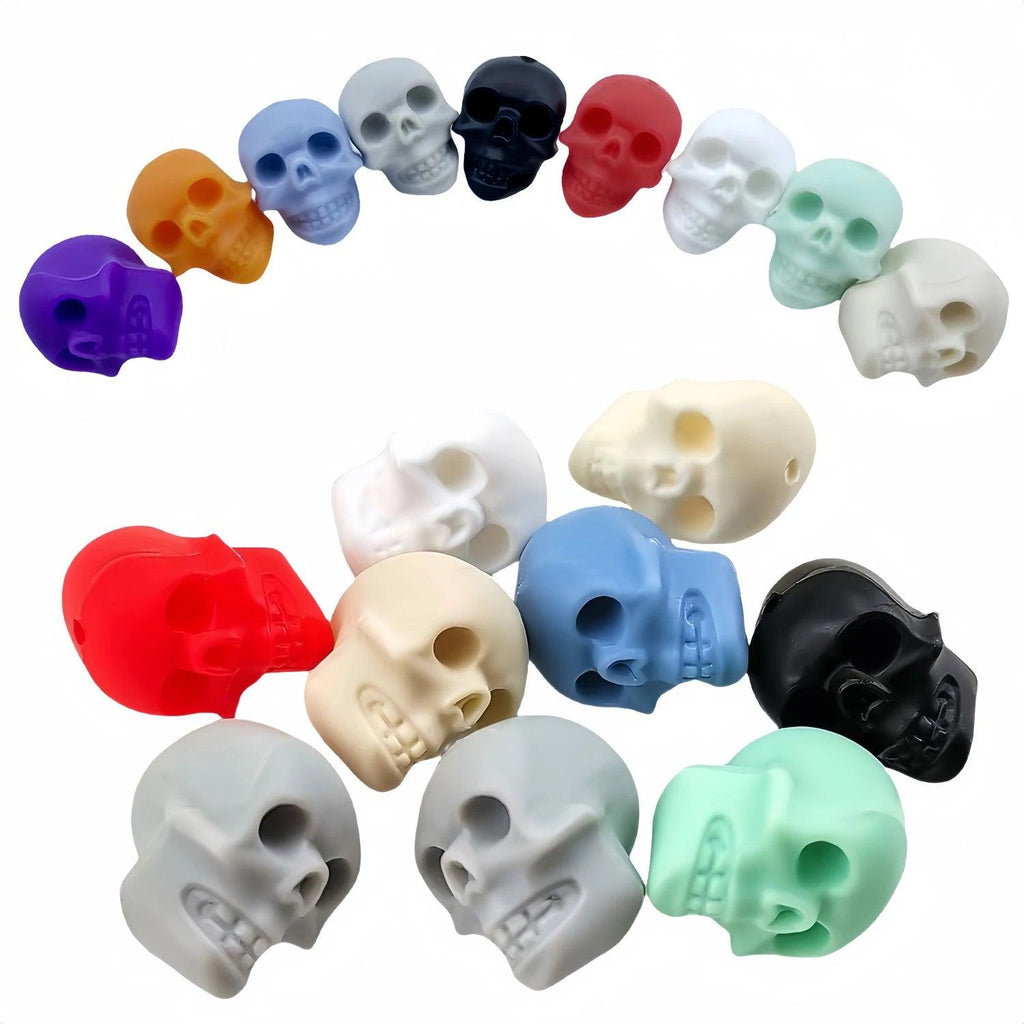 5/10pcs Halloween Beads 20mm Skull Beads Milky White Halloween Silicone Beads Colorful Loose Large Hole Skull Beads Jewelry Making Diy Pen Bracelet Necklace Crafts