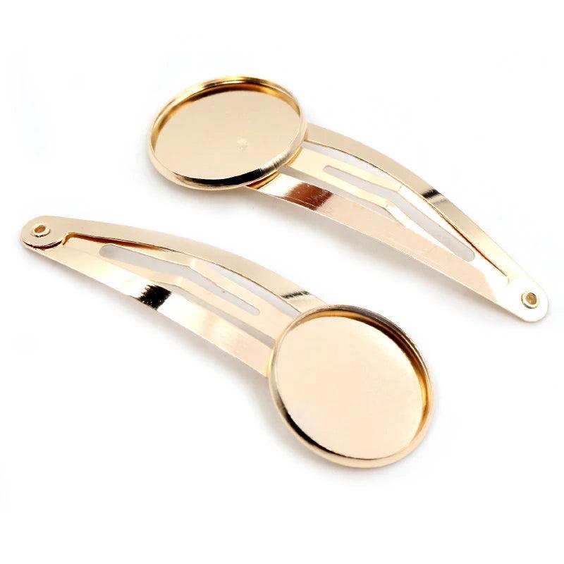 12mm 20mm 10pcs High Quality Rhodium Silver Plated Bronze Black Copper Material Hairpin Hair Clips Base Setting Cabochon Cameo